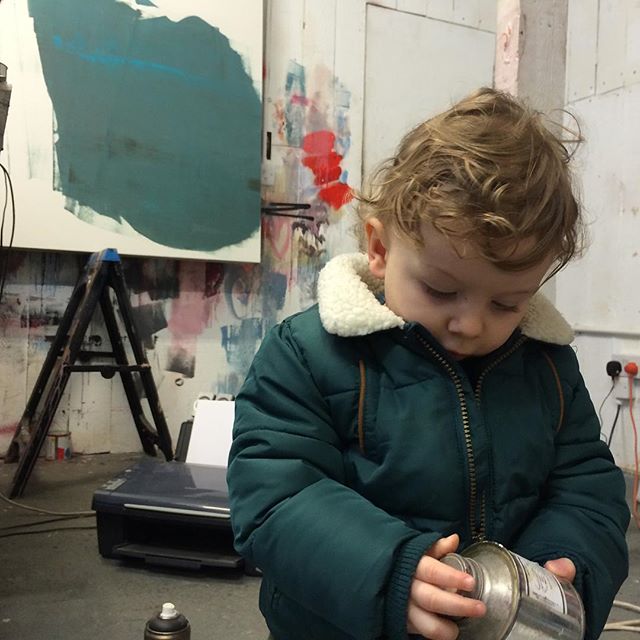 Lil apprentice in the studio…